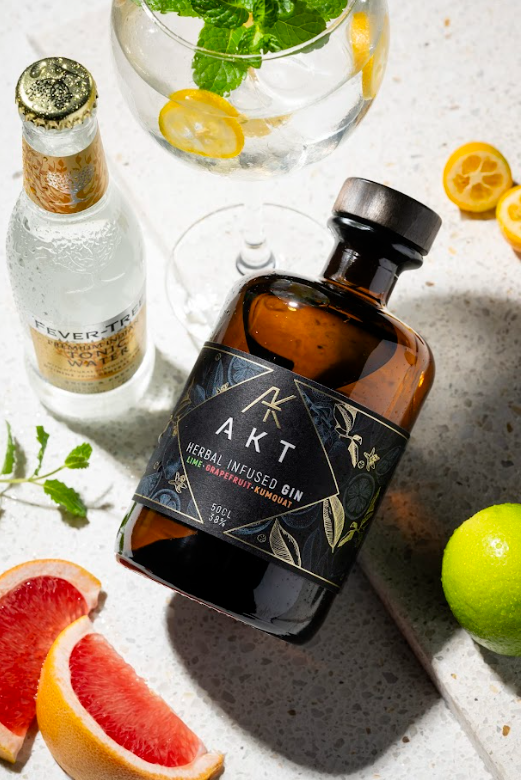 AKT Herbal Infused Gin with Lime, Grapefruit, Kumquat 50 CL, 38%